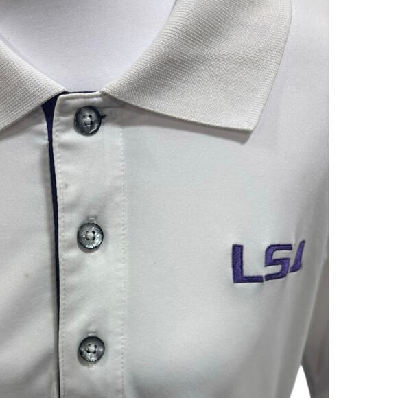 LSU Tigers Mens XL Polo Shirt White Purple Embroidered Logo Dry Fit collegiate - Picture 2 of 7